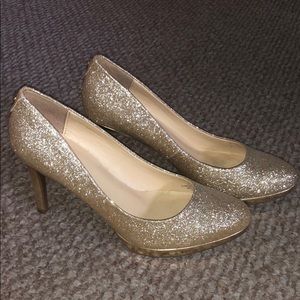 Gold sparkly heels